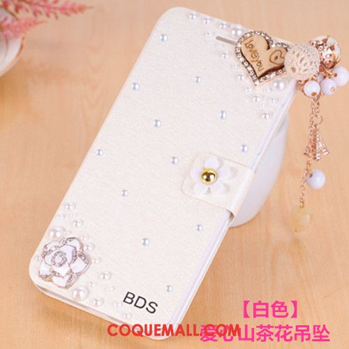 Étui Huawei Nova 3i Blanc Téléphone Portable Étui En Cuir, Coque Huawei Nova 3i Strass Clamshell