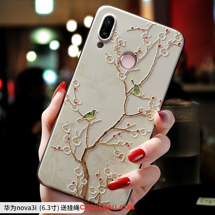 Étui Huawei Nova 3i Délavé En Daim Tendance Net Rouge, Coque Huawei Nova 3i Créatif Style Chinois