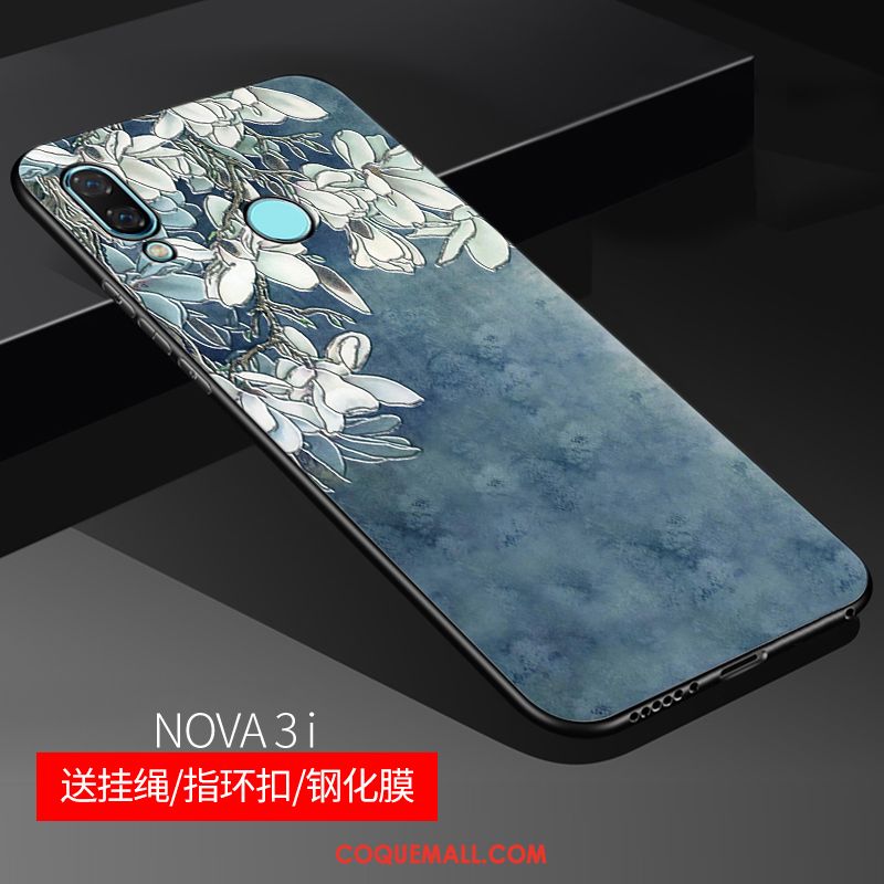 Étui Huawei Nova 3i Gaufrage Rose Délavé En Daim, Coque Huawei Nova 3i Personnalisé Protection