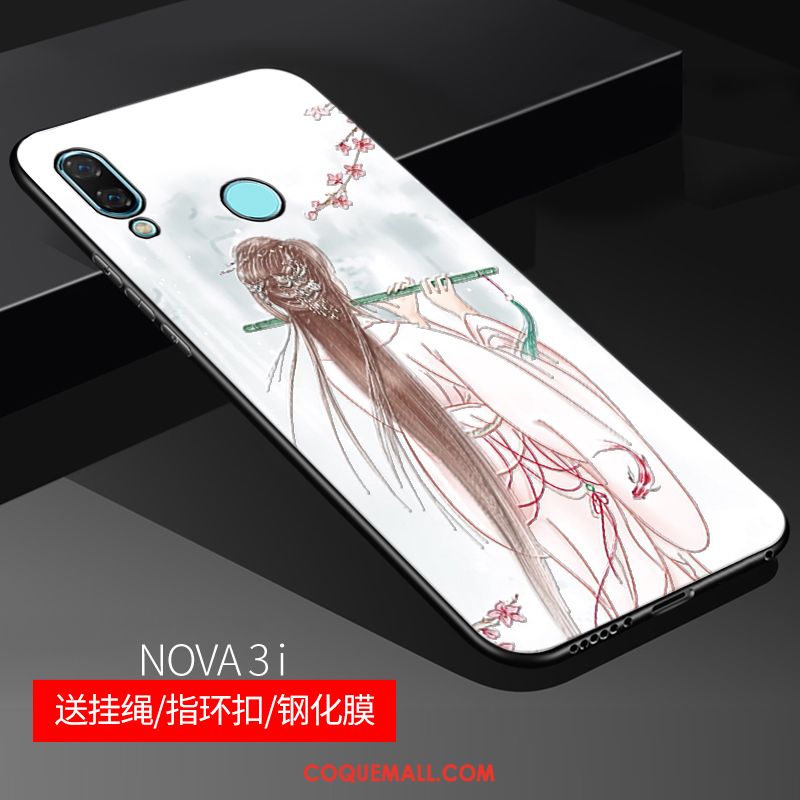 Étui Huawei Nova 3i Gaufrage Rose Délavé En Daim, Coque Huawei Nova 3i Personnalisé Protection