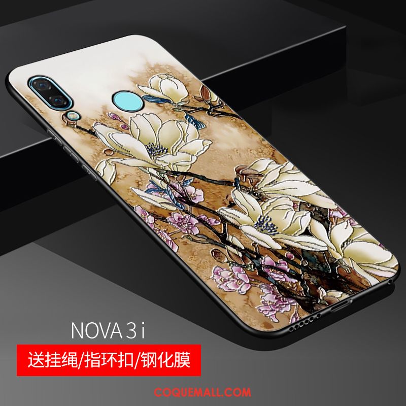 Étui Huawei Nova 3i Gaufrage Rose Délavé En Daim, Coque Huawei Nova 3i Personnalisé Protection