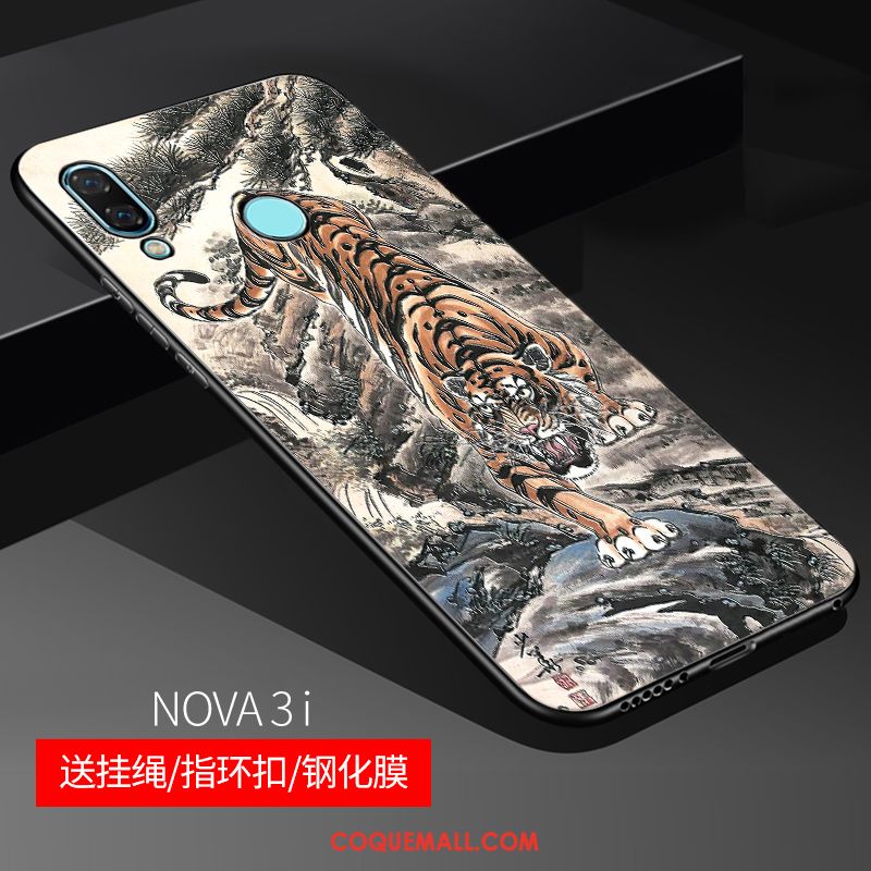 Étui Huawei Nova 3i Gaufrage Rose Délavé En Daim, Coque Huawei Nova 3i Personnalisé Protection