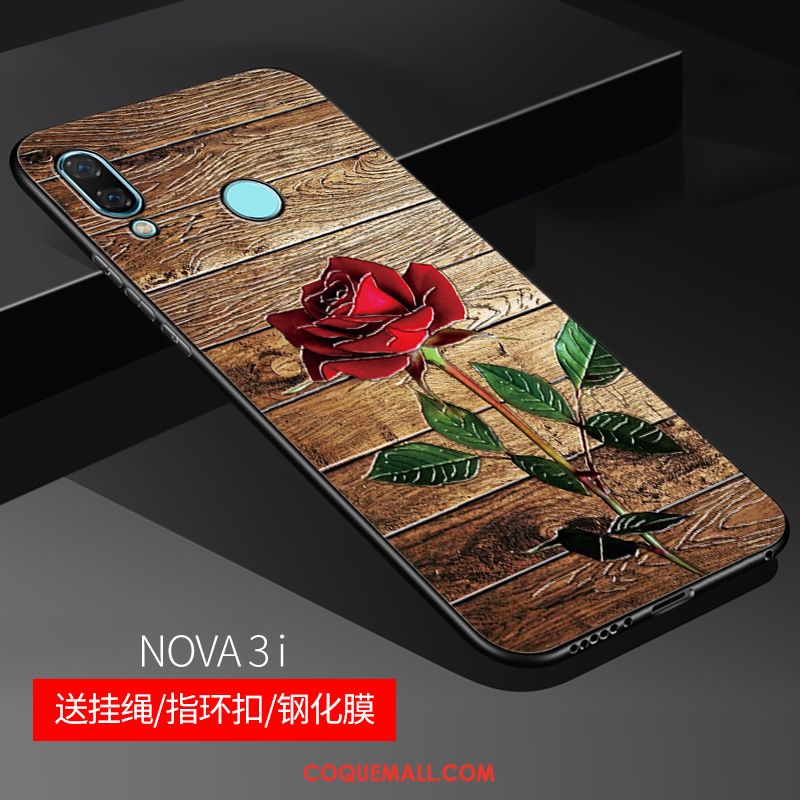 Étui Huawei Nova 3i Gaufrage Rose Délavé En Daim, Coque Huawei Nova 3i Personnalisé Protection