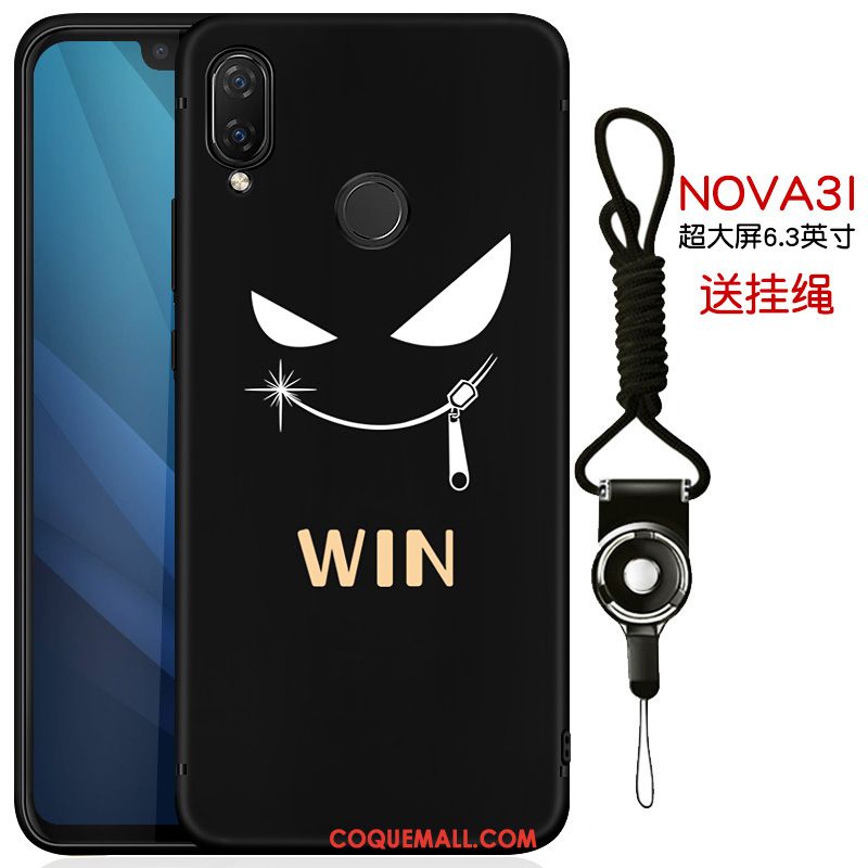 Étui Huawei Nova 3i Incassable Silicone Marque De Tendance, Coque Huawei Nova 3i Noir Téléphone Portable