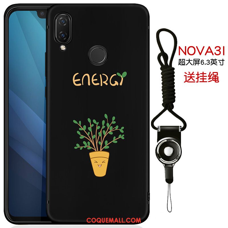 Étui Huawei Nova 3i Incassable Silicone Marque De Tendance, Coque Huawei Nova 3i Noir Téléphone Portable