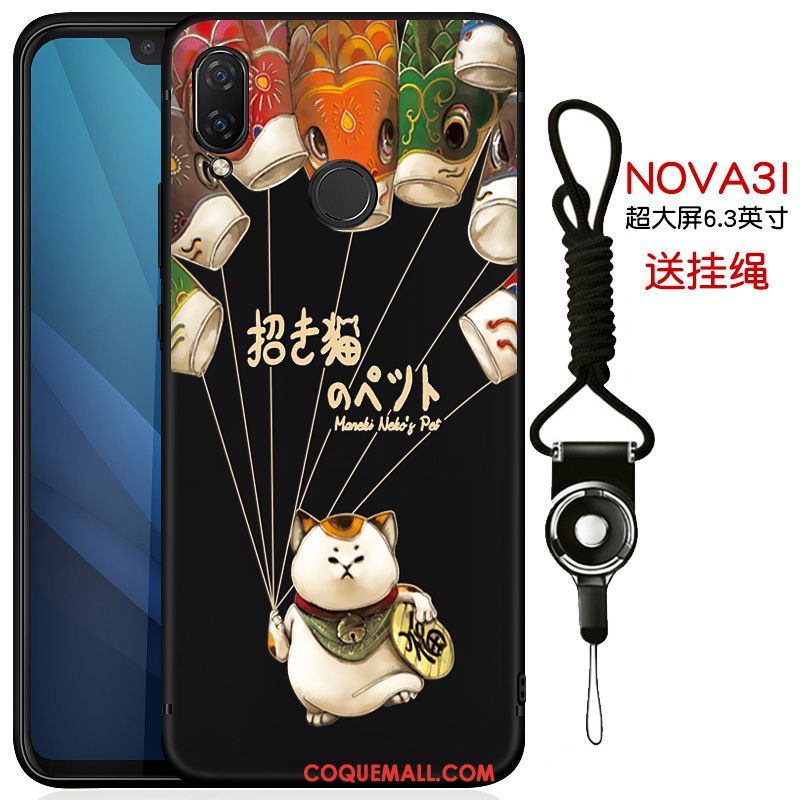 Étui Huawei Nova 3i Incassable Silicone Marque De Tendance, Coque Huawei Nova 3i Noir Téléphone Portable