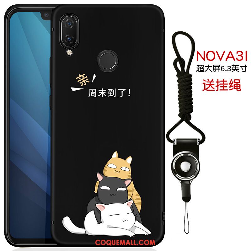 Étui Huawei Nova 3i Incassable Silicone Marque De Tendance, Coque Huawei Nova 3i Noir Téléphone Portable