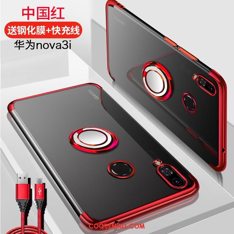 Étui Huawei Nova 3i Luxe Silicone Support, Coque Huawei Nova 3i Tendance Anneau