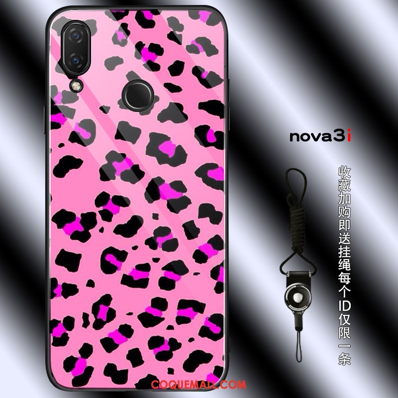 Étui Huawei Nova 3i Rouge Silicone Téléphone Portable, Coque Huawei Nova 3i Léopard Ornements Suspendus