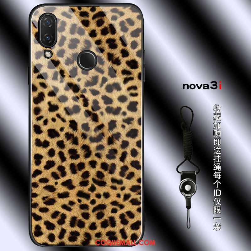 Étui Huawei Nova 3i Rouge Silicone Téléphone Portable, Coque Huawei Nova 3i Léopard Ornements Suspendus