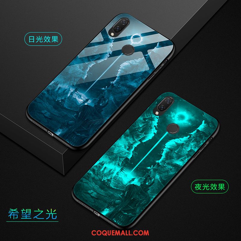 Étui Huawei Nova 3i Tendance Tempérer Verre, Coque Huawei Nova 3i Personnalité Noir