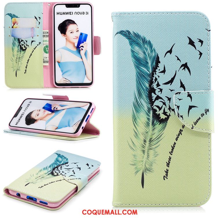 Étui Huawei Nova 3i Tout Compris Dessin Animé Blanc, Coque Huawei Nova 3i Clamshell Téléphone Portable