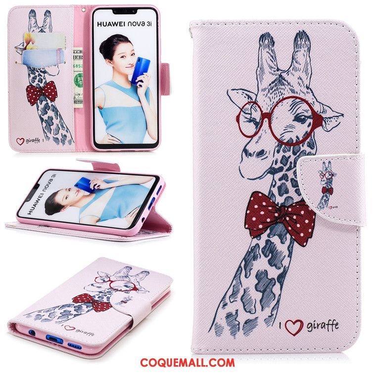 Étui Huawei Nova 3i Tout Compris Dessin Animé Blanc, Coque Huawei Nova 3i Clamshell Téléphone Portable