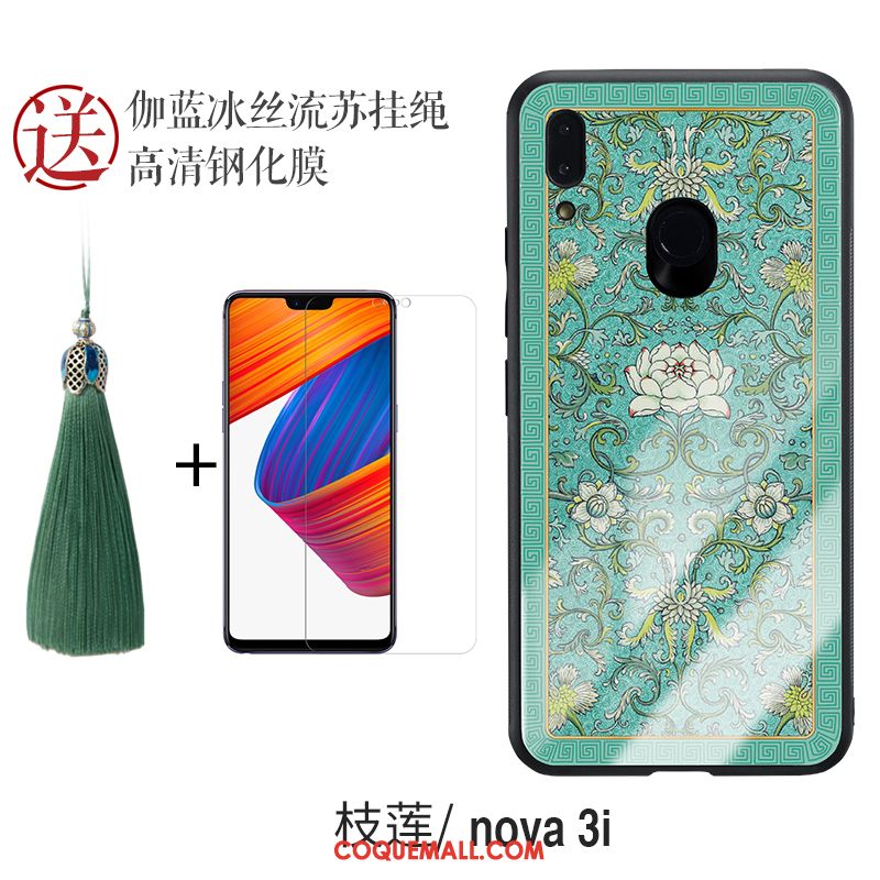 Étui Huawei Nova 3i Vert Verre Style Chinois, Coque Huawei Nova 3i Incassable Personnalité