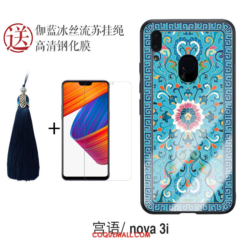 Étui Huawei Nova 3i Vert Verre Style Chinois, Coque Huawei Nova 3i Incassable Personnalité