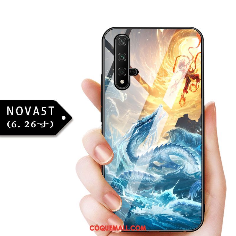 Étui Huawei Nova 5t Bleu Tout Compris Protection, Coque Huawei Nova 5t Personnalisé Verre