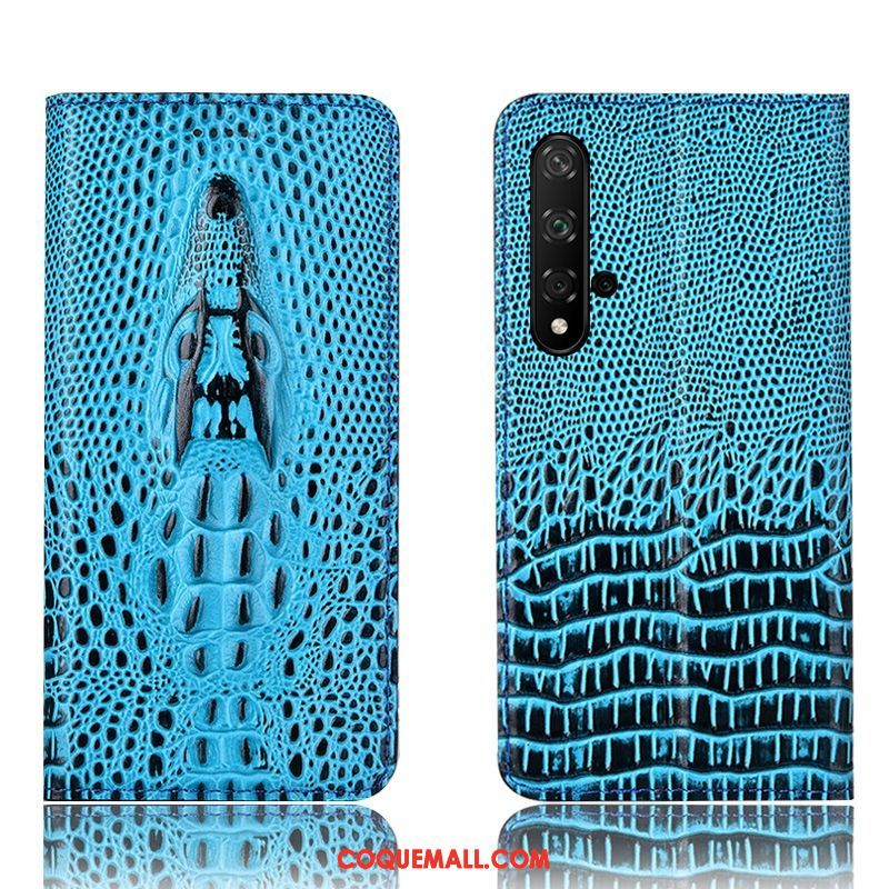 Étui Huawei Nova 5t Crocodile Incassable Cuir Véritable, Coque Huawei Nova 5t Téléphone Portable Protection Braun