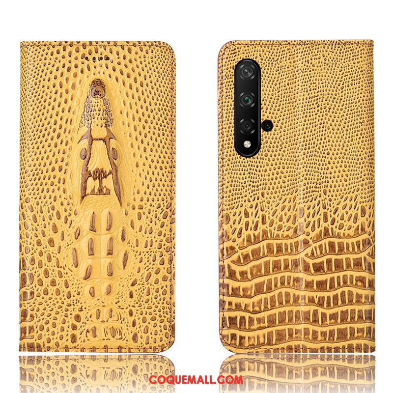 Étui Huawei Nova 5t Crocodile Incassable Cuir Véritable, Coque Huawei Nova 5t Téléphone Portable Protection Braun