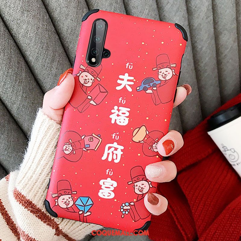 Étui Huawei Nova 5t Dessin Animé Charmant Rouge, Coque Huawei Nova 5t Rat Fluide Doux