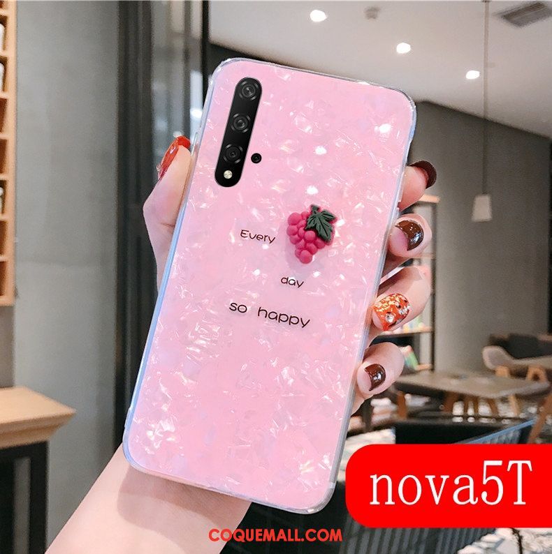 Étui Huawei Nova 5t Incassable Créatif Personnalité, Coque Huawei Nova 5t Rose Transparent