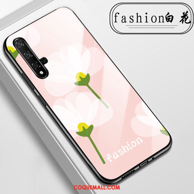Étui Huawei Nova 5t Incassable Rose Fleurs, Coque Huawei Nova 5t Téléphone Portable Verre