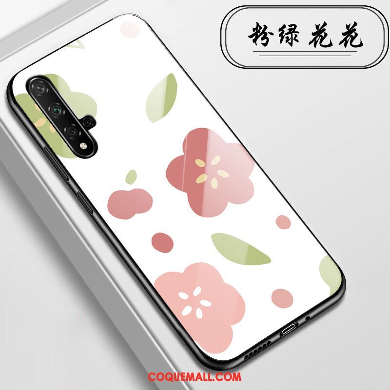 Étui Huawei Nova 5t Incassable Rose Fleurs, Coque Huawei Nova 5t Téléphone Portable Verre