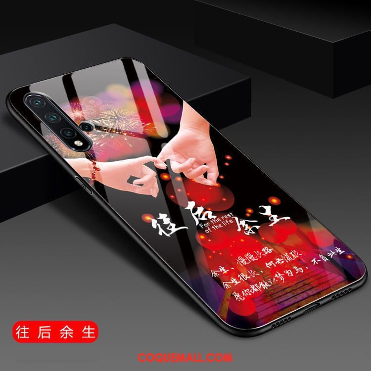 Étui Huawei Nova 5t Miroir Tout Compris Verre, Coque Huawei Nova 5t Rouge Personnalité