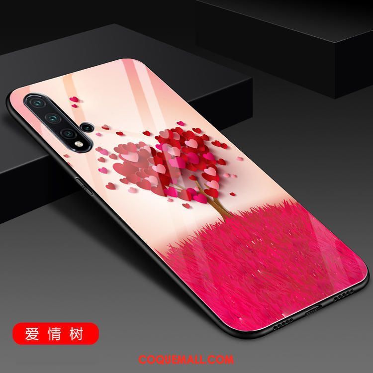 Étui Huawei Nova 5t Miroir Tout Compris Verre, Coque Huawei Nova 5t Rouge Personnalité