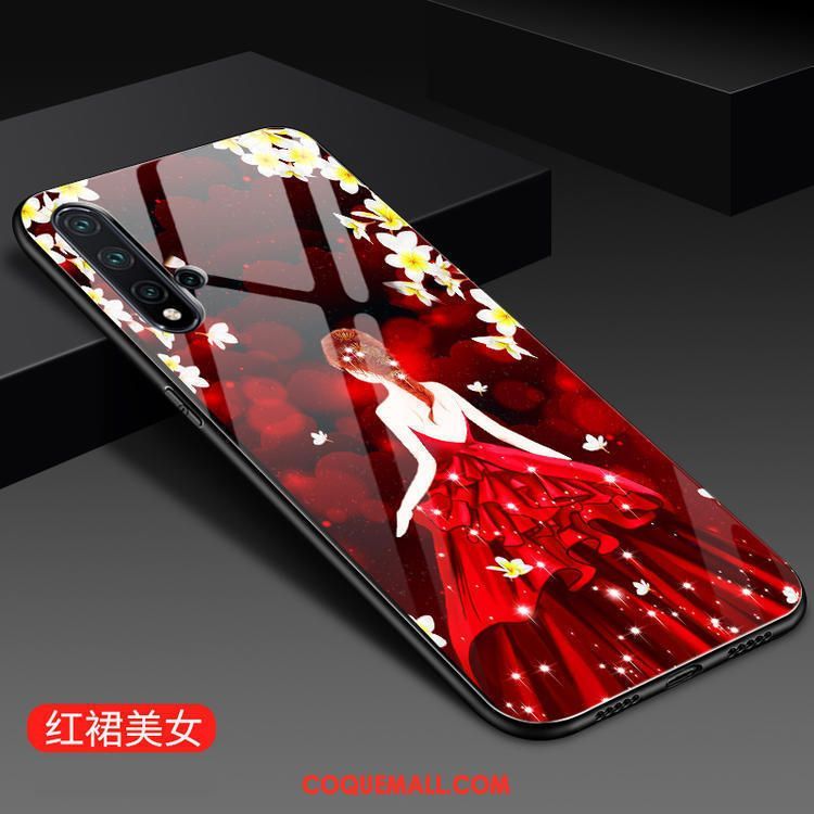 Étui Huawei Nova 5t Miroir Tout Compris Verre, Coque Huawei Nova 5t Rouge Personnalité