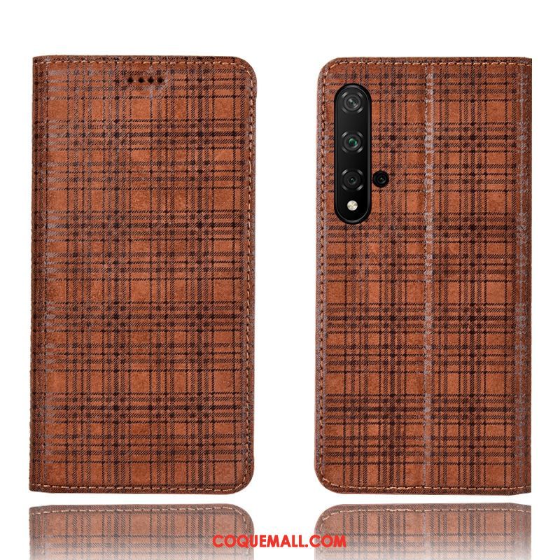 Étui Huawei Nova 5t Modèle Fleurie Cuir Véritable Rouge, Coque Huawei Nova 5t Velours Téléphone Portable