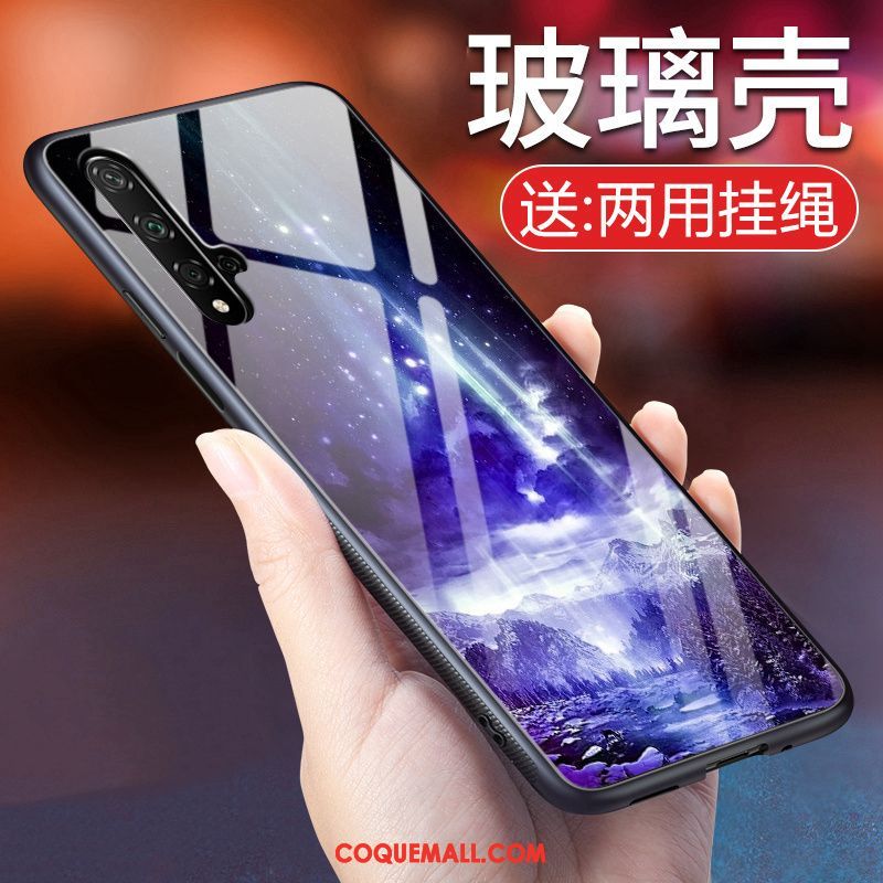 Étui Huawei Nova 5t Protection Violet Clair, Coque Huawei Nova 5t Créatif Verre Trempé