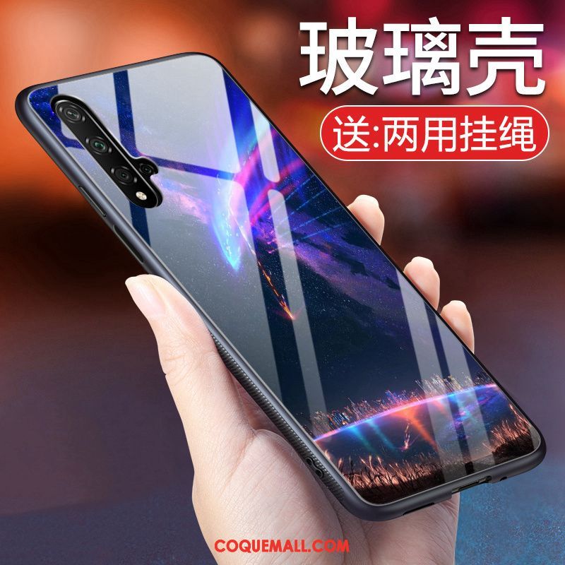 Étui Huawei Nova 5t Protection Violet Clair, Coque Huawei Nova 5t Créatif Verre Trempé