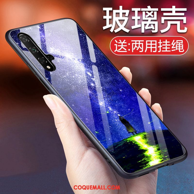 Étui Huawei Nova 5t Protection Violet Clair, Coque Huawei Nova 5t Créatif Verre Trempé