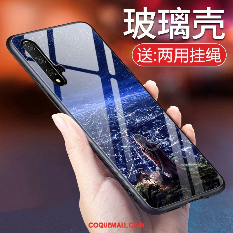 Étui Huawei Nova 5t Protection Violet Clair, Coque Huawei Nova 5t Créatif Verre Trempé