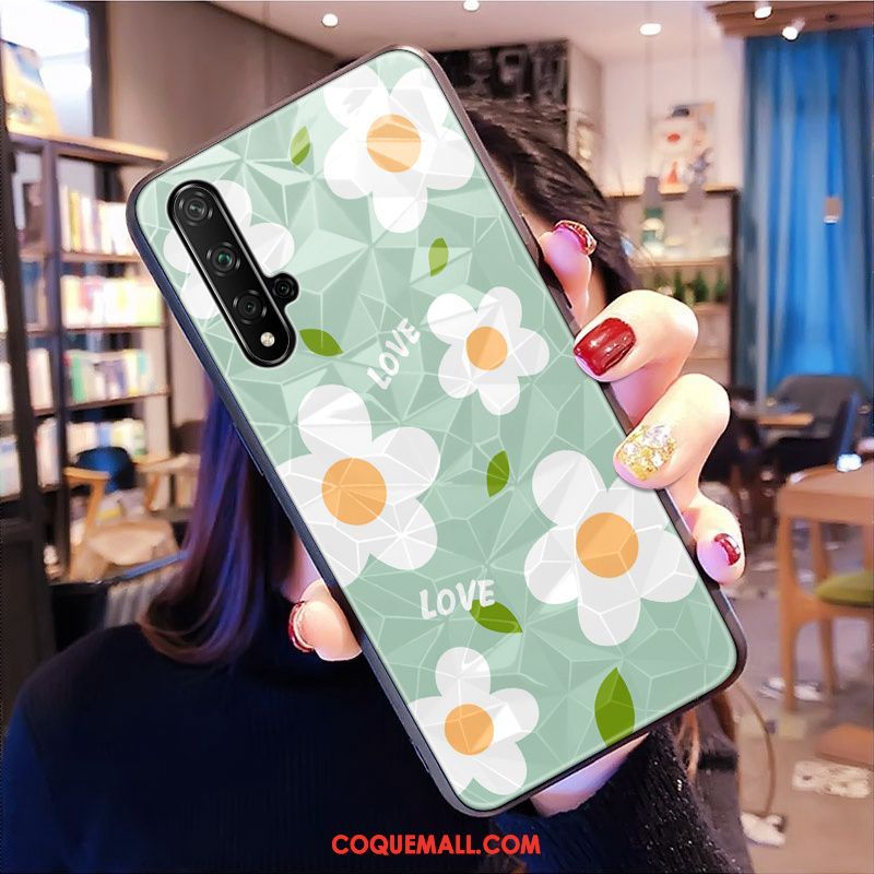 Étui Huawei Nova 5t Téléphone Portable Vert Modèle Fleurie, Coque Huawei Nova 5t Frais Dimensionnel