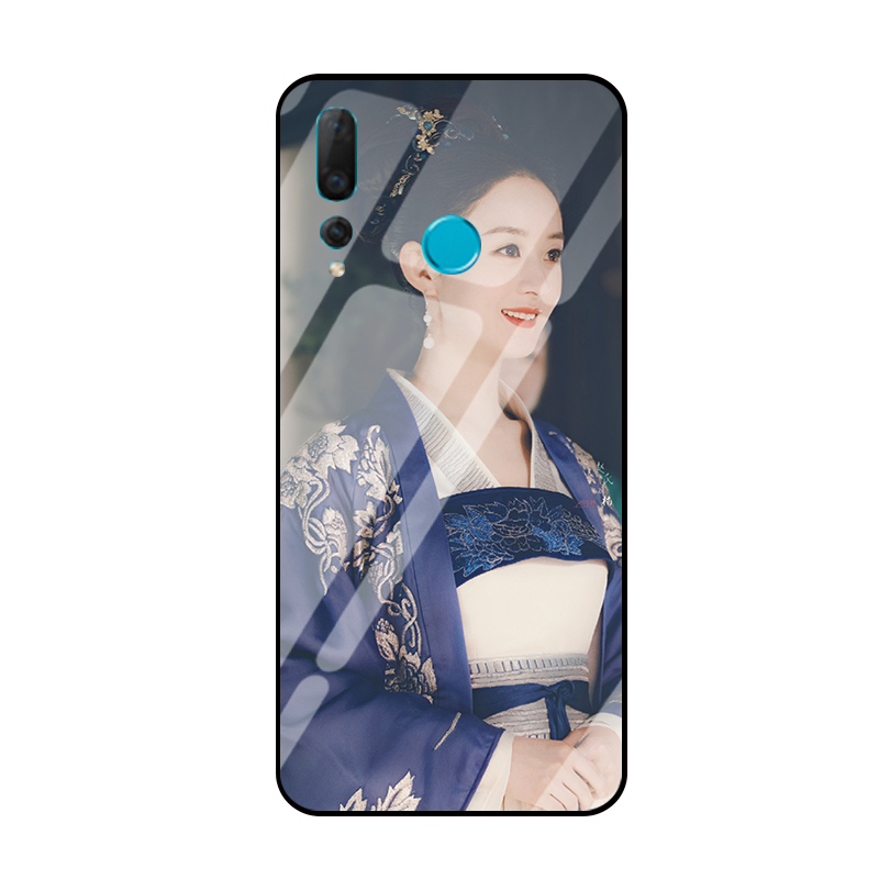 Étui Huawei P Smart+ 2019 Bleu Incassable Verre Trempé, Coque Huawei P Smart+ 2019 Téléphone Portable Miroir