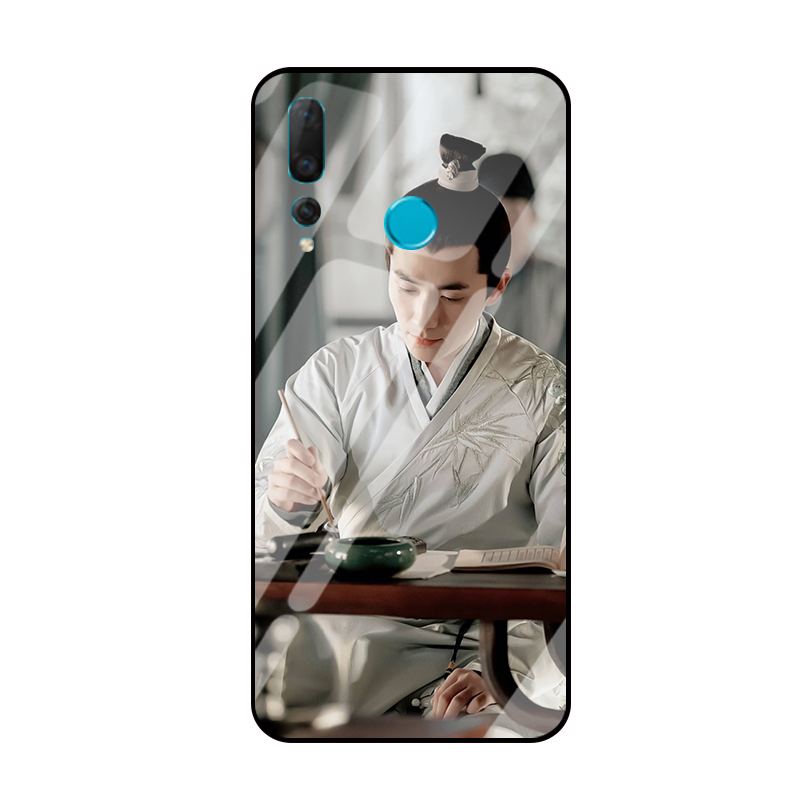 Étui Huawei P Smart+ 2019 Bleu Incassable Verre Trempé, Coque Huawei P Smart+ 2019 Téléphone Portable Miroir