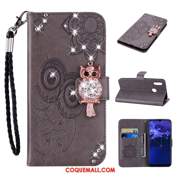 Étui Huawei P Smart 2019 En Cuir Téléphone Portable Ornements Suspendus, Coque Huawei P Smart 2019 Chat Strass