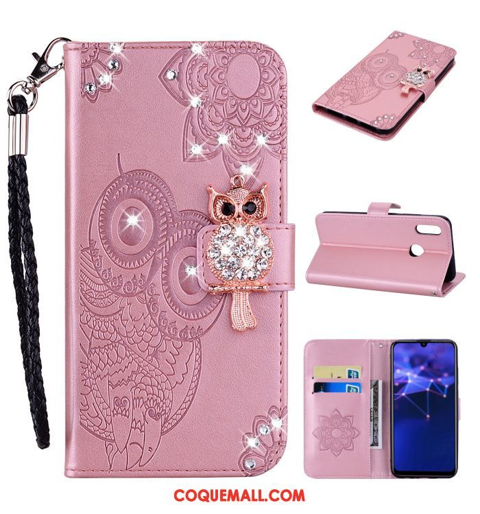 Étui Huawei P Smart 2019 En Cuir Téléphone Portable Ornements Suspendus, Coque Huawei P Smart 2019 Chat Strass