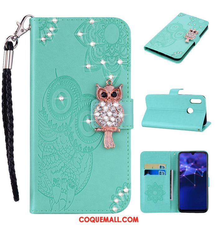 Étui Huawei P Smart 2019 En Cuir Téléphone Portable Ornements Suspendus, Coque Huawei P Smart 2019 Chat Strass