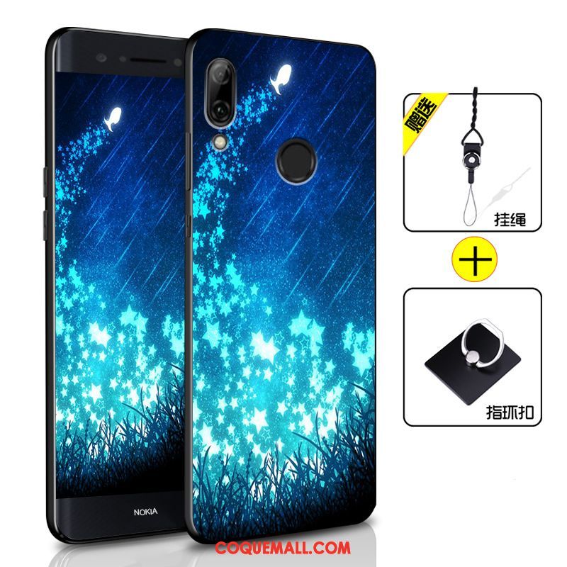 Étui Huawei P Smart 2019 Fluide Doux Incassable Téléphone Portable, Coque Huawei P Smart 2019 Créatif Bleu