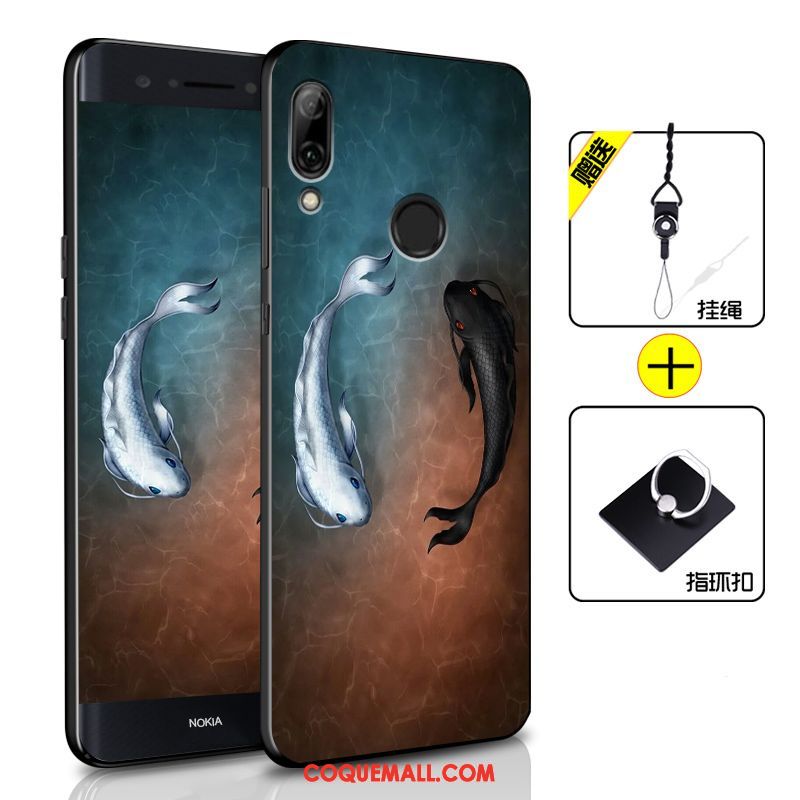 Étui Huawei P Smart 2019 Fluide Doux Incassable Téléphone Portable, Coque Huawei P Smart 2019 Créatif Bleu