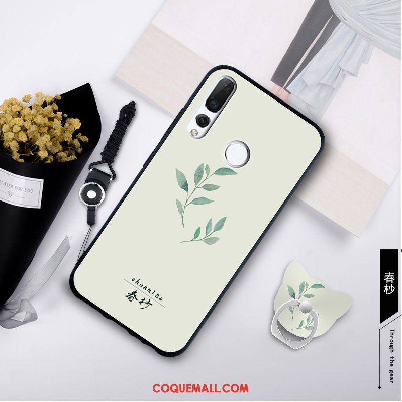 Étui Huawei P Smart+ 2019 Fluide Doux Ornements Suspendus Vert, Coque Huawei P Smart+ 2019 Tempérer Silicone