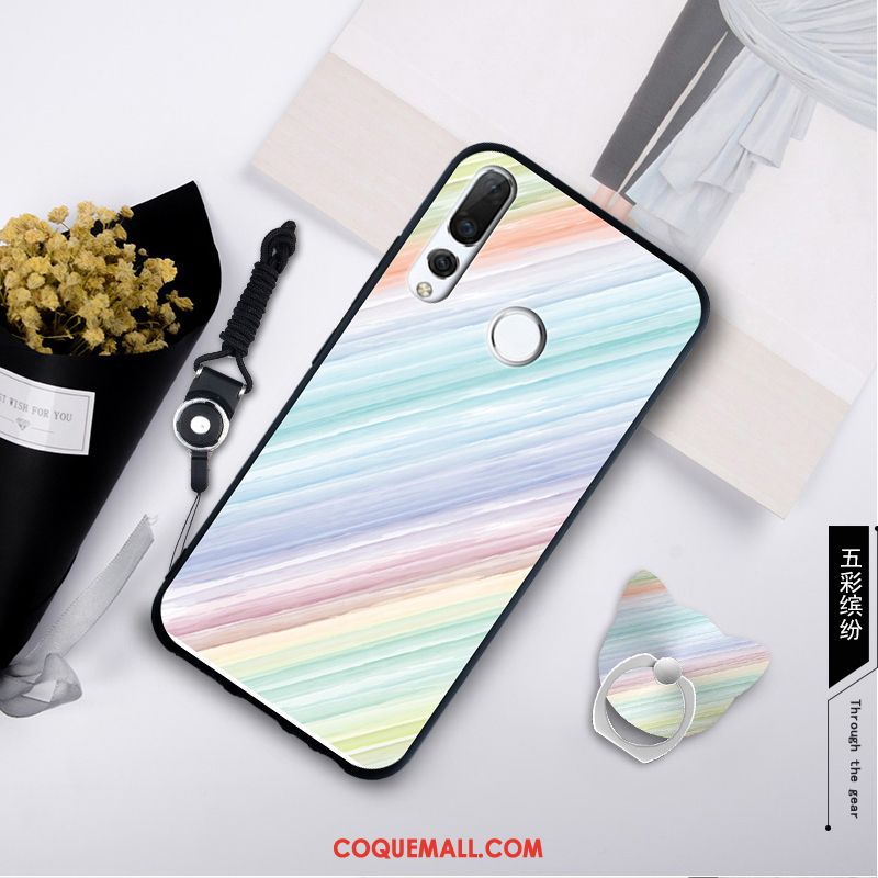 Étui Huawei P Smart+ 2019 Fluide Doux Ornements Suspendus Vert, Coque Huawei P Smart+ 2019 Tempérer Silicone