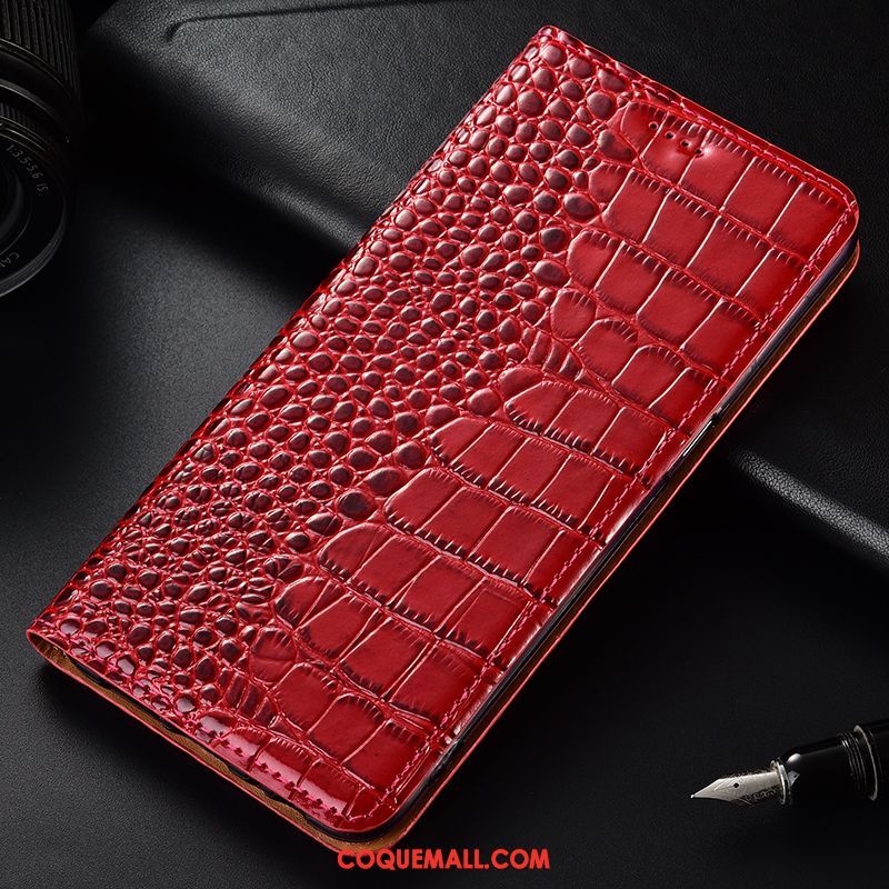 Étui Huawei P Smart 2019 Incassable Clamshell Protection, Coque Huawei P Smart 2019 Rouge Crocodile