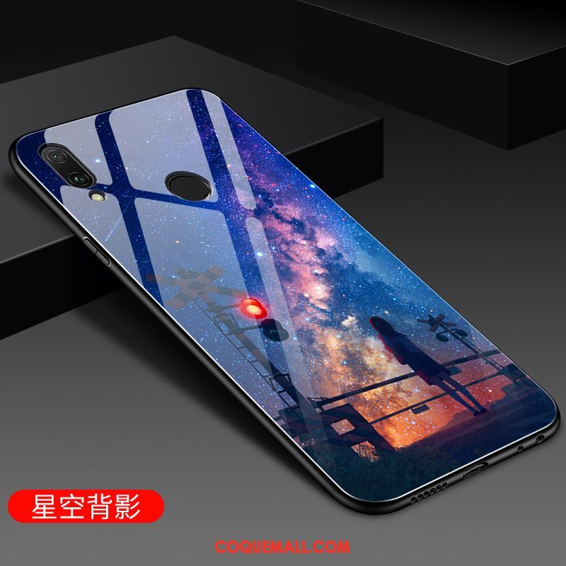 Étui Huawei P Smart 2019 Noir Miroir Net Rouge, Coque Huawei P Smart 2019 Fluide Doux Protection