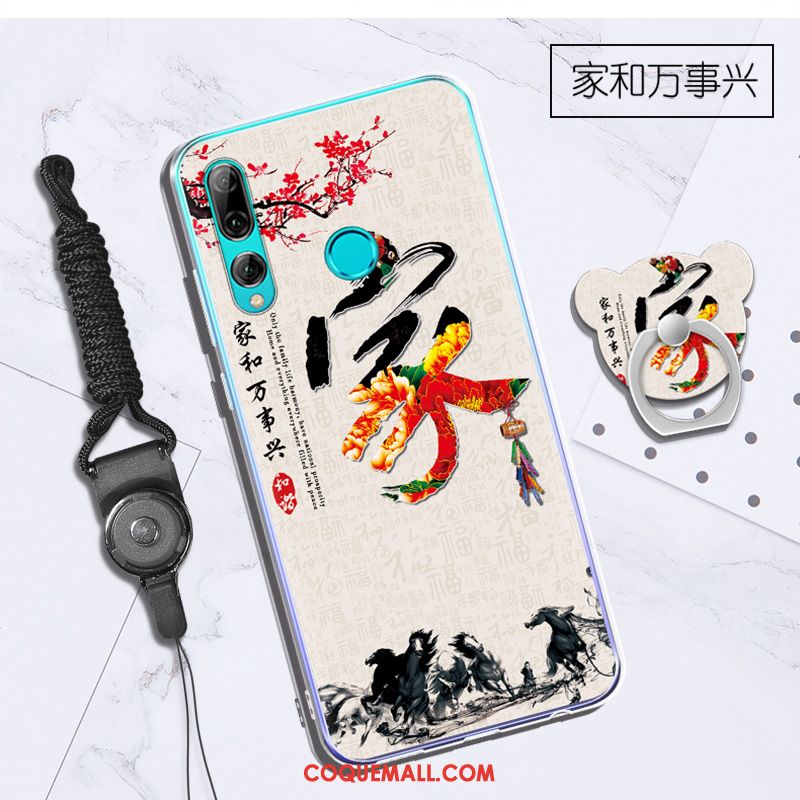 Étui Huawei P Smart+ 2019 Ornements Suspendus Support Tendance, Coque Huawei P Smart+ 2019 Blanc Téléphone Portable