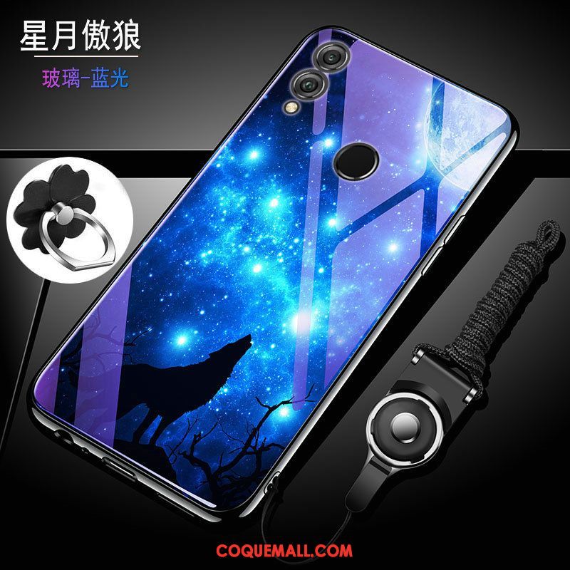 Étui Huawei P Smart 2019 Verre Bleu Téléphone Portable, Coque Huawei P Smart 2019 Fluide Doux Incassable