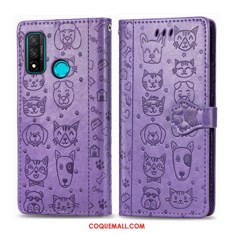 Étui Huawei P Smart 2020 En Cuir Gaufrage Protection, Coque Huawei P Smart 2020 Chiens Dessin Animé