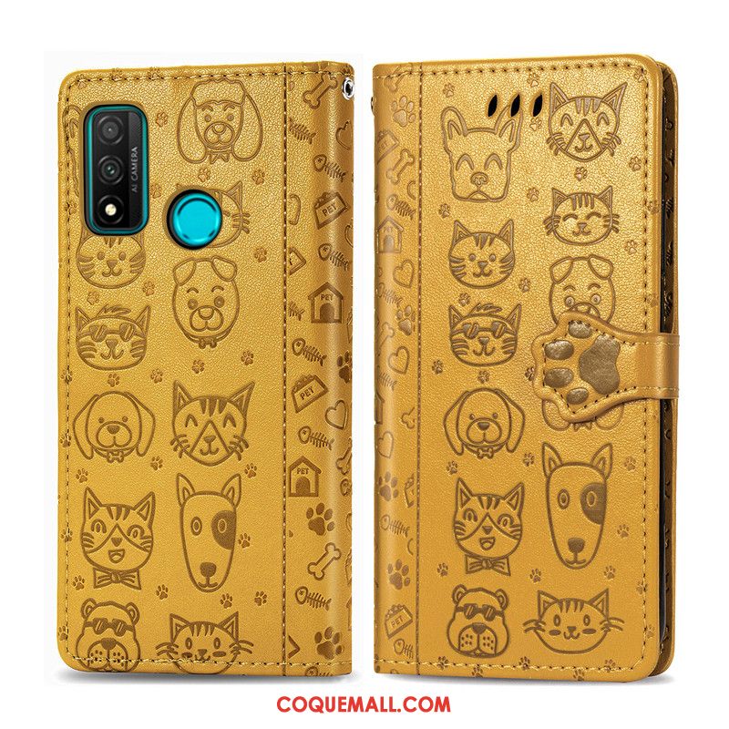 Étui Huawei P Smart 2020 En Cuir Gaufrage Protection, Coque Huawei P Smart 2020 Chiens Dessin Animé